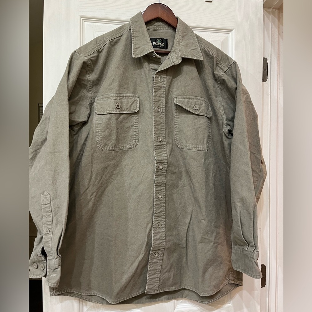 RedHead Chamois Button Down Olive Long Sleeve Size XLT